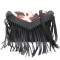 Envelope Style Cow Pattern Patchwork Tassel Decorated Shoulder Bags - Black Faux Leather
