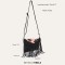 Envelope Style Cow Pattern Patchwork Tassel Decorated Shoulder Bags - Black Faux Leather