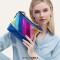Multicolor Colorful Stripes Patchwork Chain Crossbody Hobo Bag - Blue Faux Leather