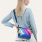 Multicolor Colorful Stripes Patchwork Chain Crossbody Hobo Bag - Blue Faux Leather