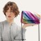 Small Rainbow Colorful Stripes Patchwork Square Flap Metal Chain Bag - FuchsiaFaux Leather