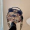 Oblique Straddle Zipper Shoulder Kawaii Bear Pattern Bag - Blue