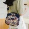Oblique Straddle Zipper Shoulder Kawaii Bear Pattern Bag - Blue