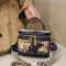 Single Shoulder Zipper Crossbody Kawaii Bear Pattern Versatile HandBag Bag- Blue