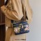 Single Shoulder Zipper Crossbody Kawaii Bear Pattern Versatile HandBag Bag- Blue