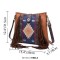 Retro Style Native American Actec Print Tote Tassels Large Size Bag - Brown Faux Leather