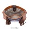 Retro Style Native American Actec Print Tote Tassels Large Size Bag - Brown Faux Leather