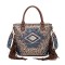 Retro Style Native American Leopard Print Tote Bucket Tassels Large Size Bag - Tan Faux Leather