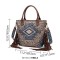 Retro Style Native American Leopard Print Tote Bucket Tassels Large Size Bag - Tan Faux Leather