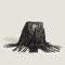 Rivet Deocated Tassel Western Cowboy Style Rocker Shoulder Bag - Black Faux Leather