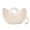 Half Round Cross body Shoulder Drawstring Liner Top-handle Tote Purses Bags - Beige Faux Leather