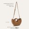 Half Round Cross body Shoulder Drawstring Liner Top-handle Tote Purses Bags - Yellow Faux Leather