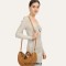 Half Round Cross body Shoulder Drawstring Liner Top-handle Tote Purses Bags - Yellow Faux Leather