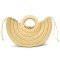 Half Round Cross body Shoulder Drawstring Liner Top-handle Tote Purses Bags - Yellow Faux Leather