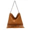 Bohemian Tassel Fringe Chain Decorated Hobo Crossbody Daily Shoulder Bag - Brown Faux Leather