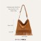 Bohemian Tassel Fringe Chain Decorated Hobo Crossbody Daily Shoulder Bag - Brown Faux Leather