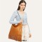 Bohemian Tassel Fringe Chain Decorated Hobo Crossbody Daily Shoulder Bag - Brown Faux Leather