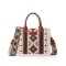 Multi-functional Designer Native American Pattern Print Tote Small Crossbody Handbag - Coffee Polyester
