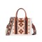 Multi-functional Designer Native American Pattern Print Tote Large Crossbody Handbag - Orange Polyester