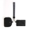 Double Pocket Portable Keychain Wristband Wallet Outdoor Handbag - Black Faux Leather
