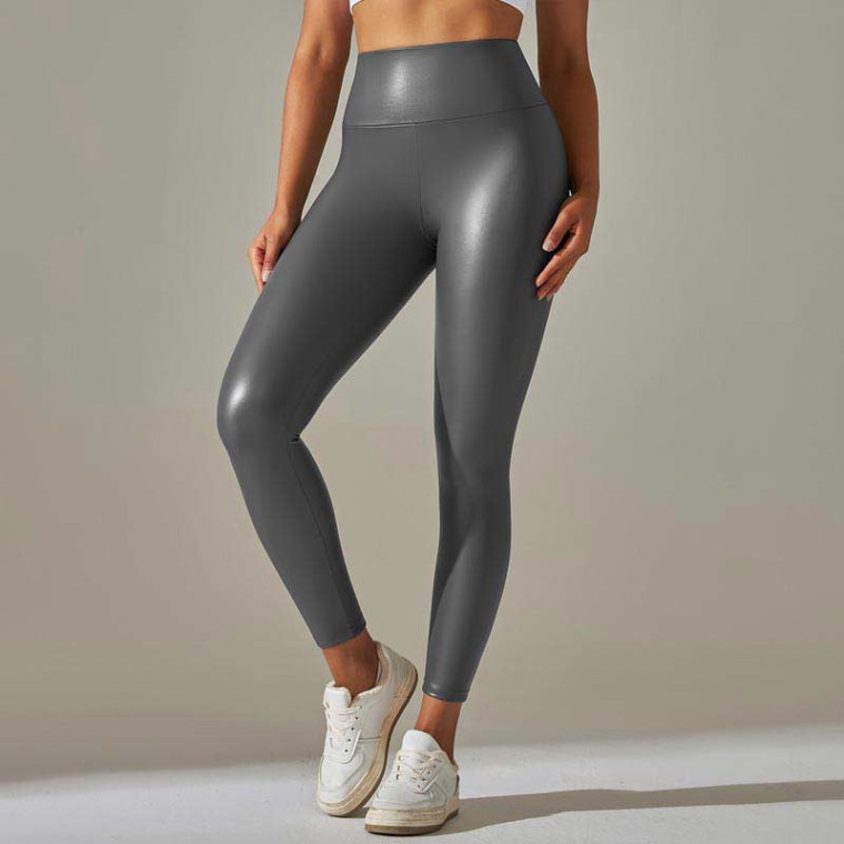 NancyBrandy High Waist Spandex Leggings Stretch Pants - Gray in