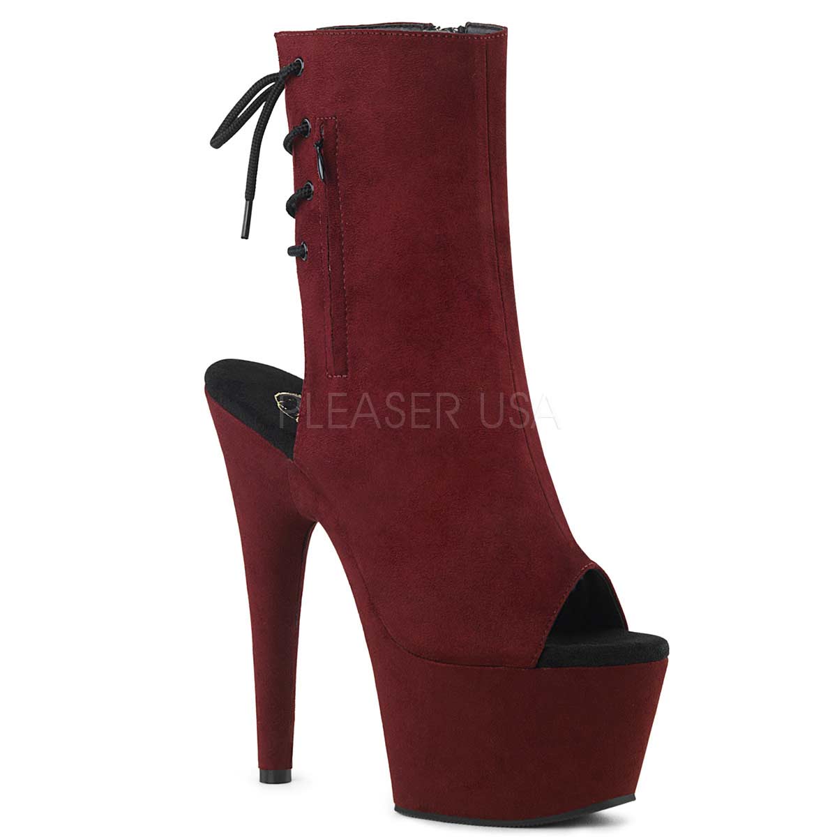 Pleaser Adore-1018FS - Burgundy Faux Suede in Sexy Boots - $55.79