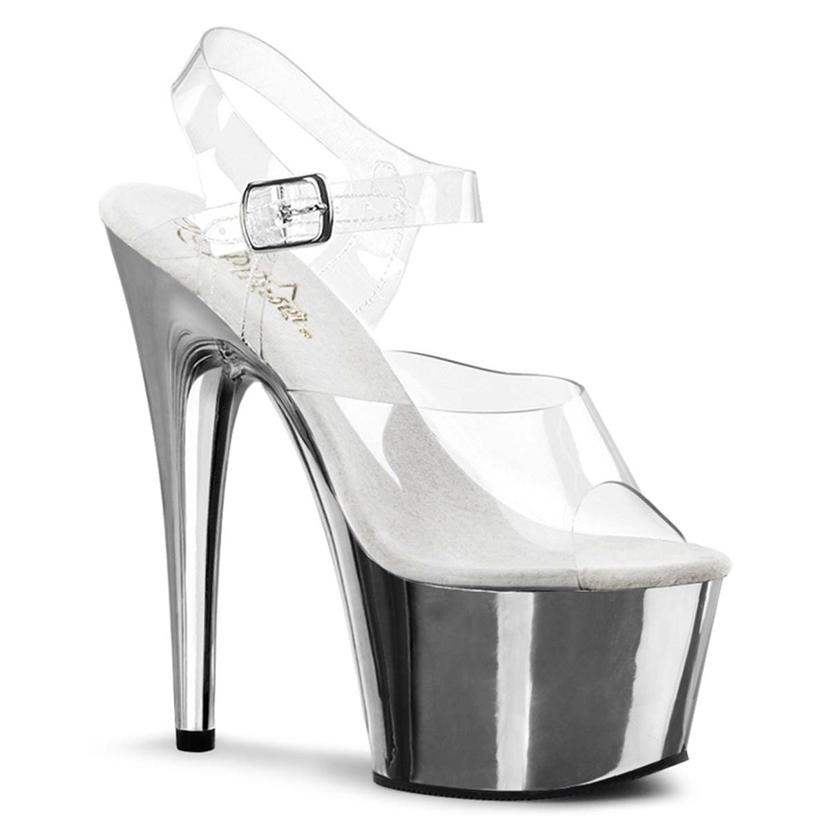 Pleaser Adore 708 Clear Silver Chrome in Sexy Heels Platforms