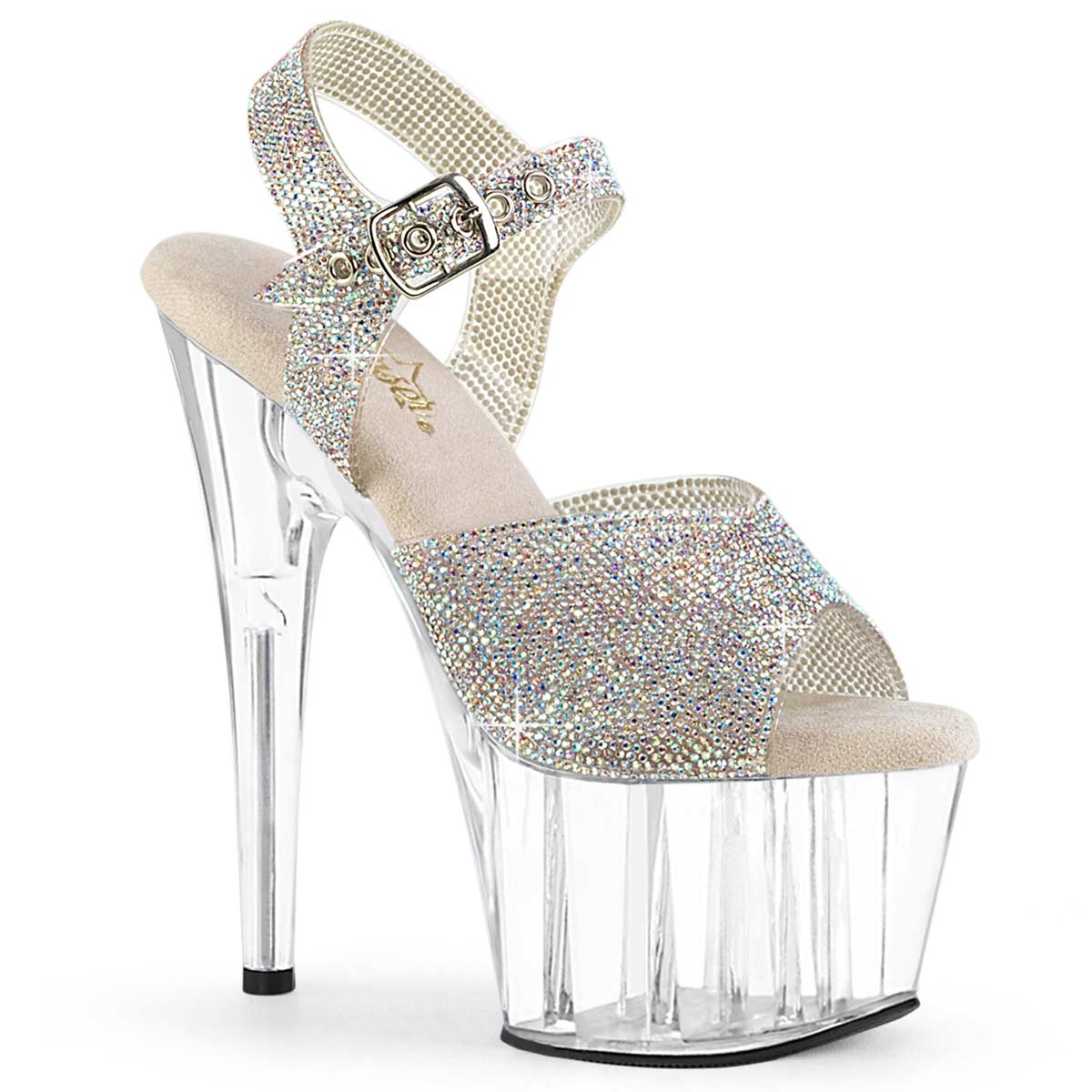 Pleaser Adore-708N-RS - Silver AB Rhinestones TPU Clear in Sexy Heels ...