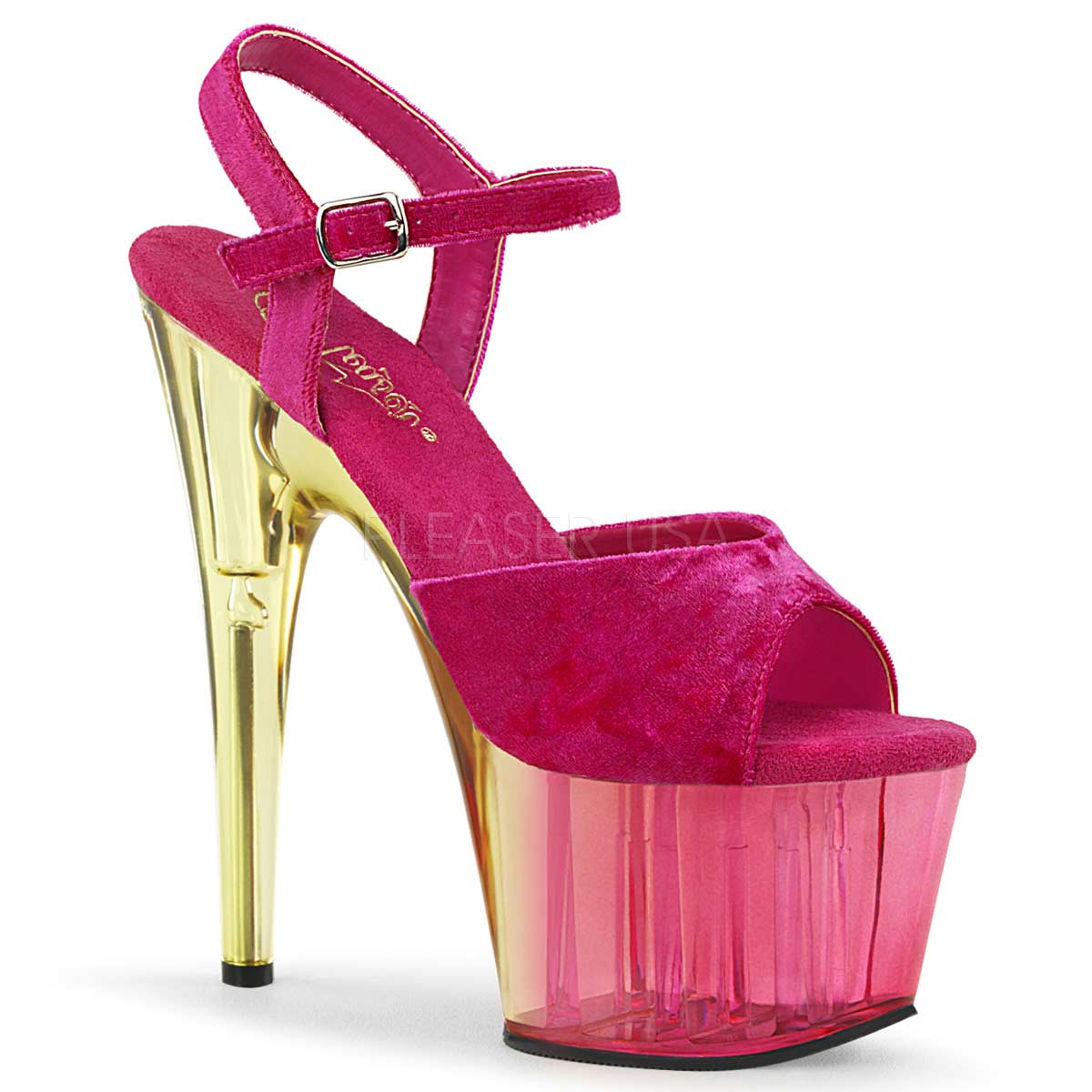 Pleaser Adore-709MCT - Pink Crushed Velvet Dual Tinted in Sexy Heels ...