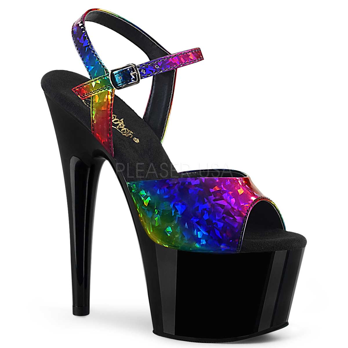 Pleaser Adore-709RB - Rainbow Hologram Black in Sexy Heels & Platforms ...