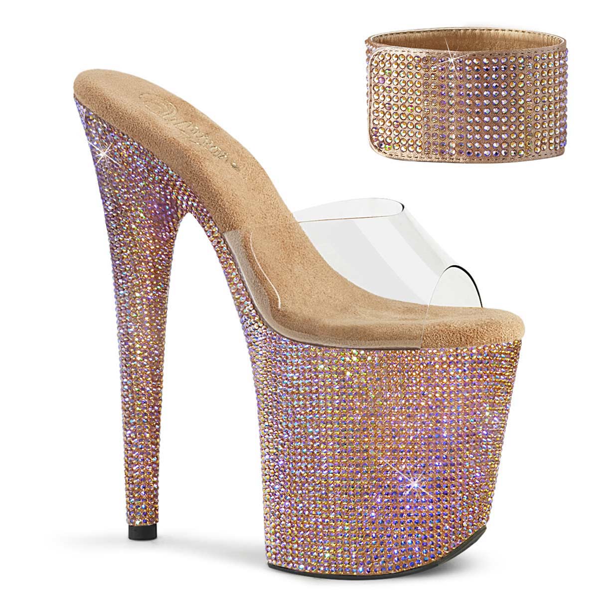 Pleaser Bejeweled-812RS - Clear Rose Gold Multi in Sexy Heels ...