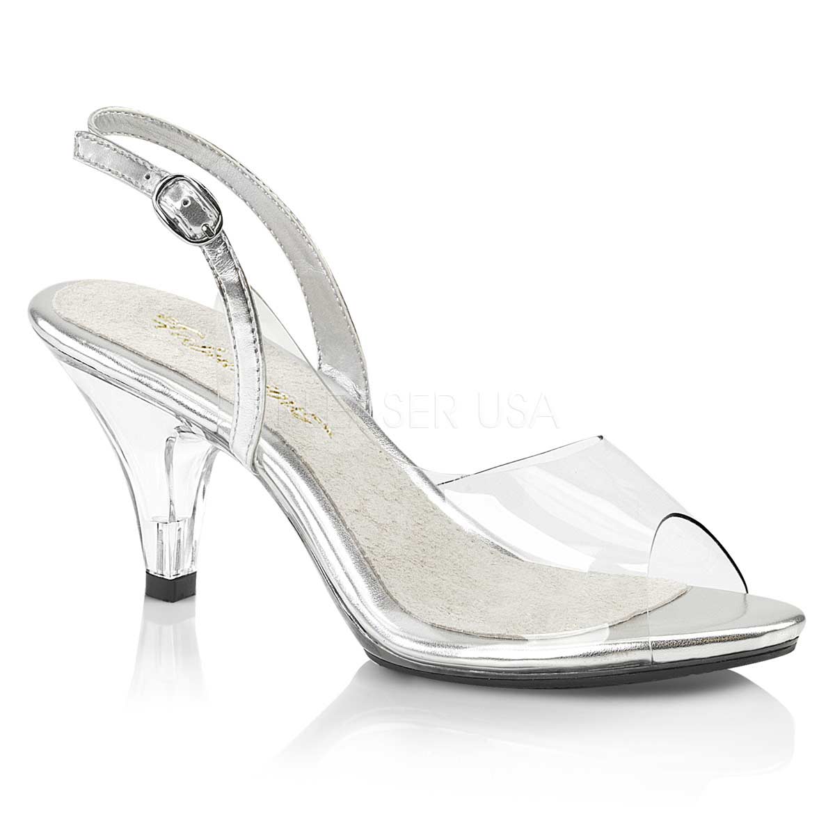 Pleaser BELLE-350 - Clear Silver in Sexy Heels & Platforms - $43.11