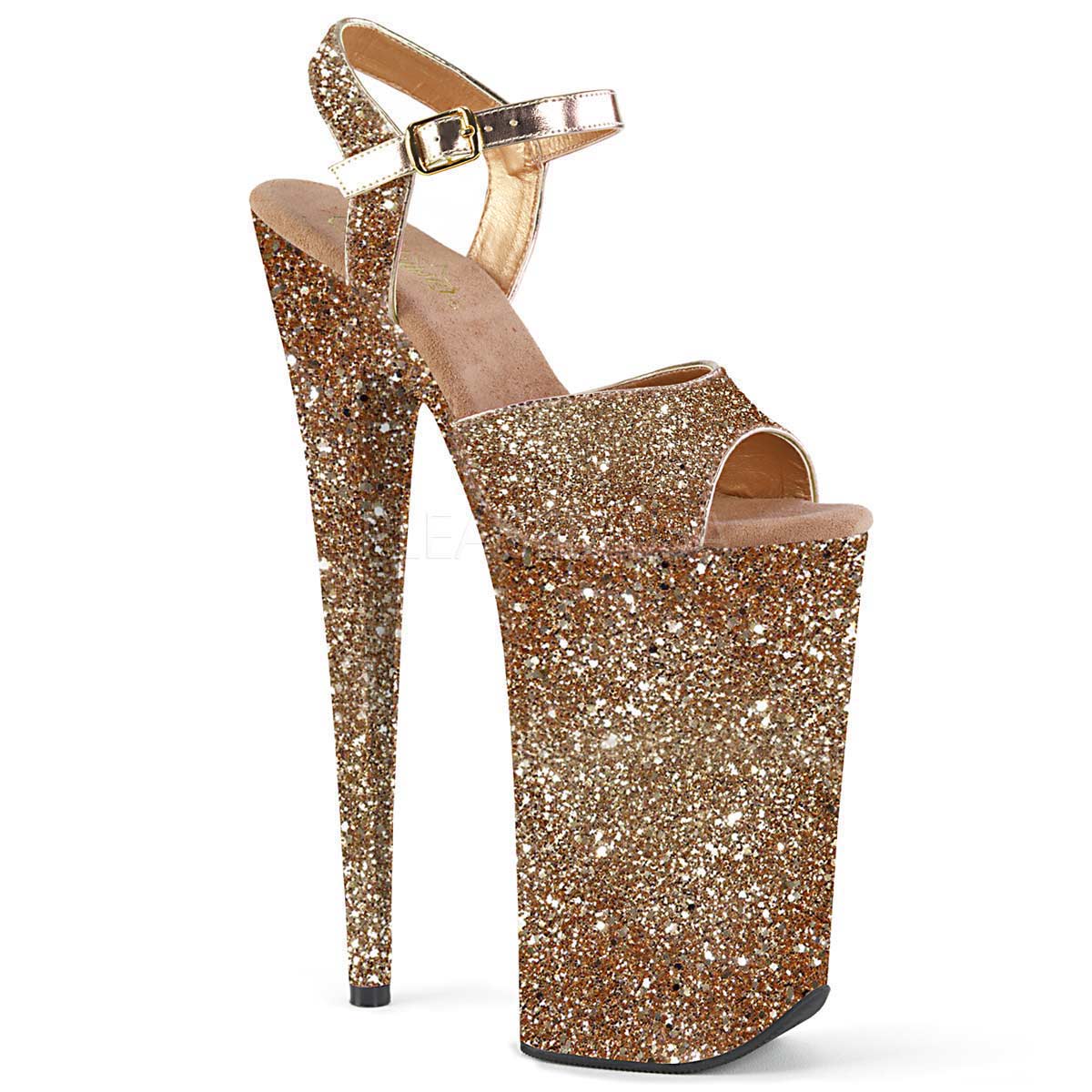 rose gold glitter sandal heels