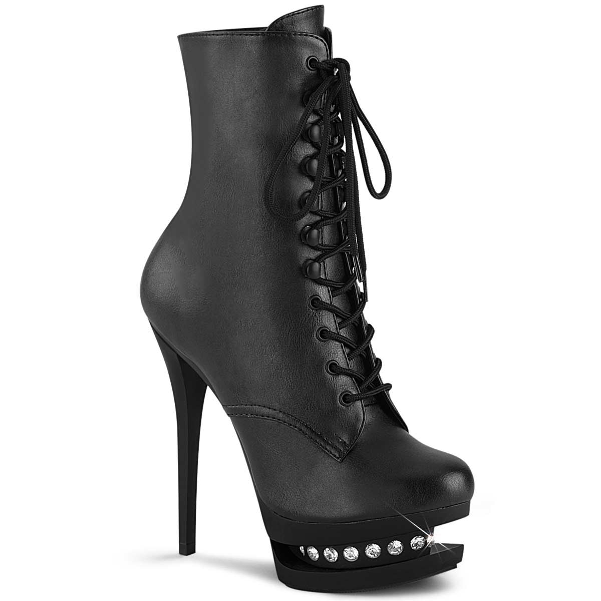 Pleaser Blondie-R-1020 - Black Faux Leather Matte in Sexy Boots - $58.95