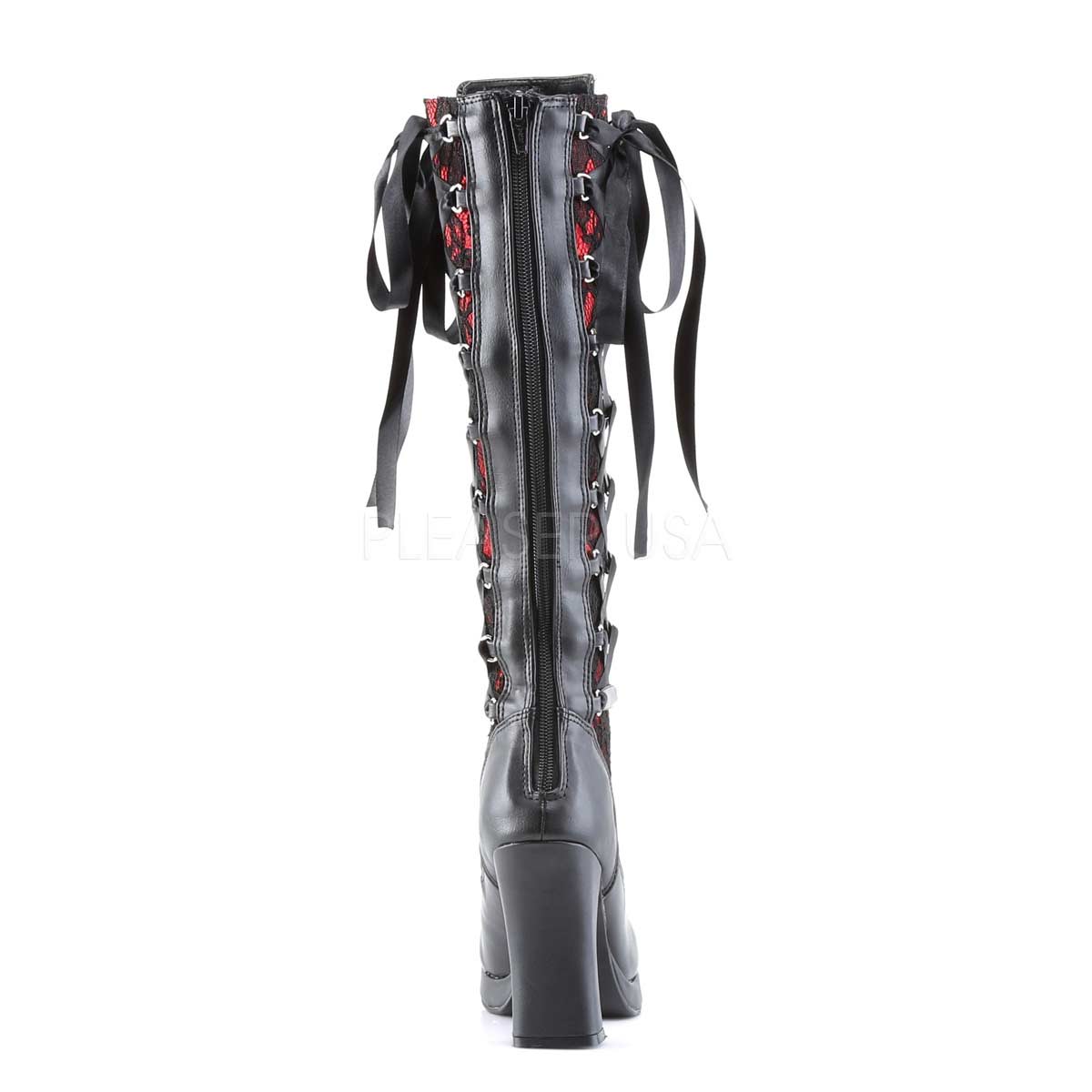 Pleaser Demonia Crypto-106 - Black Pu-Red Lace in Sexy ...