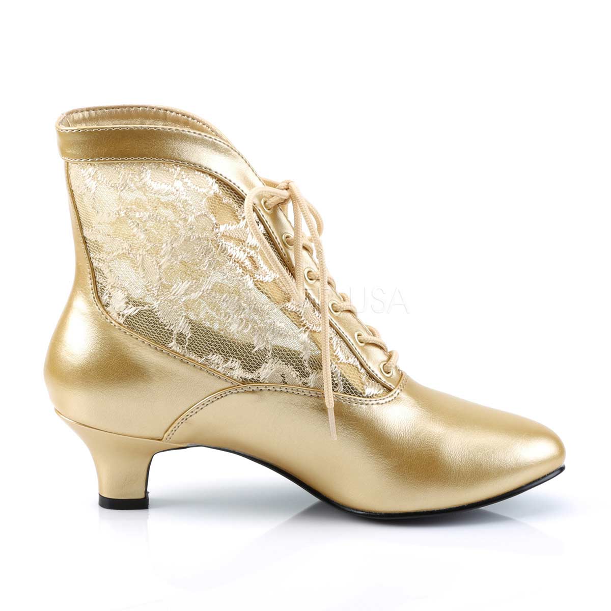 Pleaser Funtasma Dame-05 - Gold Pu-Lace in Sexy Boots - $51.91