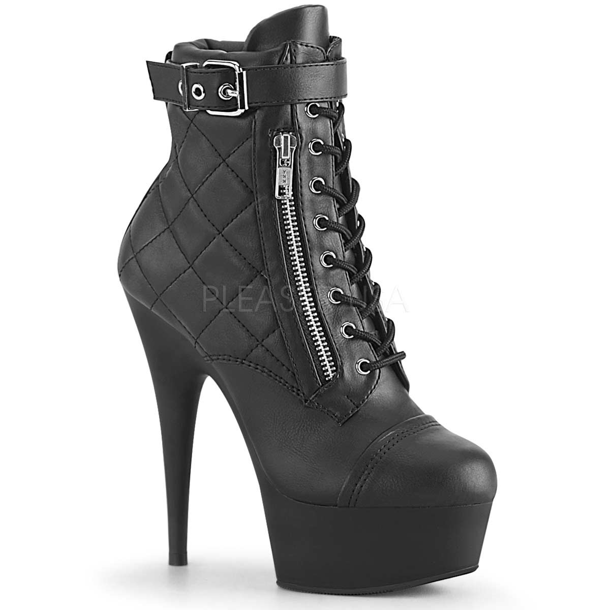 Pleaser Delight-600-05 - Black Faux Leather Matte in Sexy Boots - $98.95