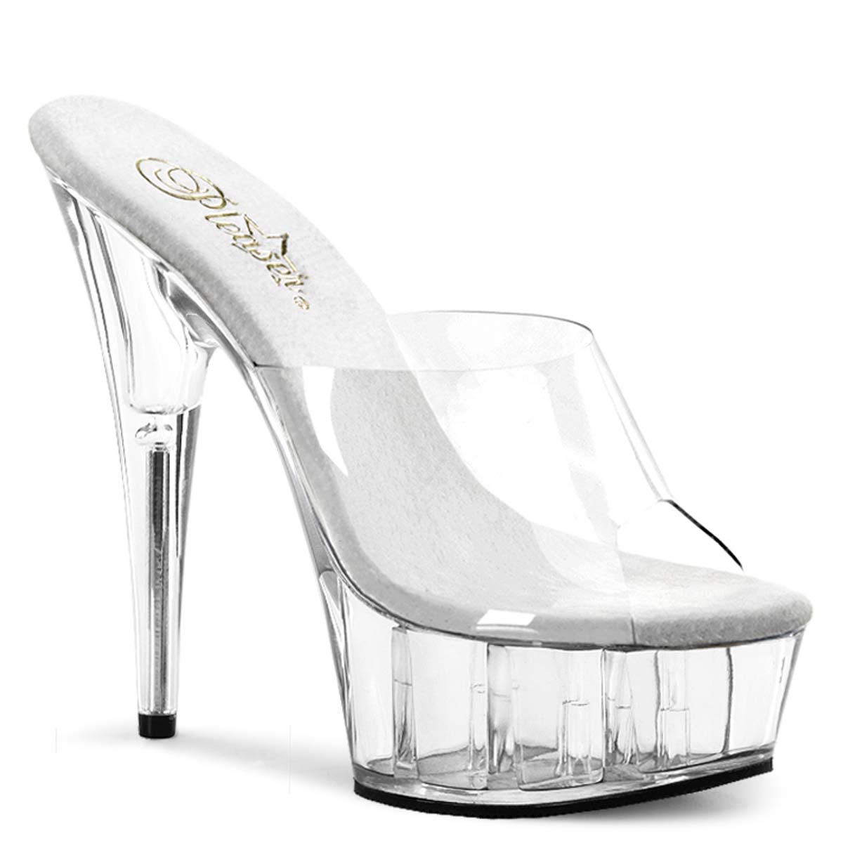 Pleaser Delight-601 - Clear/Clear in Sexy Heels & Platforms - $47.95