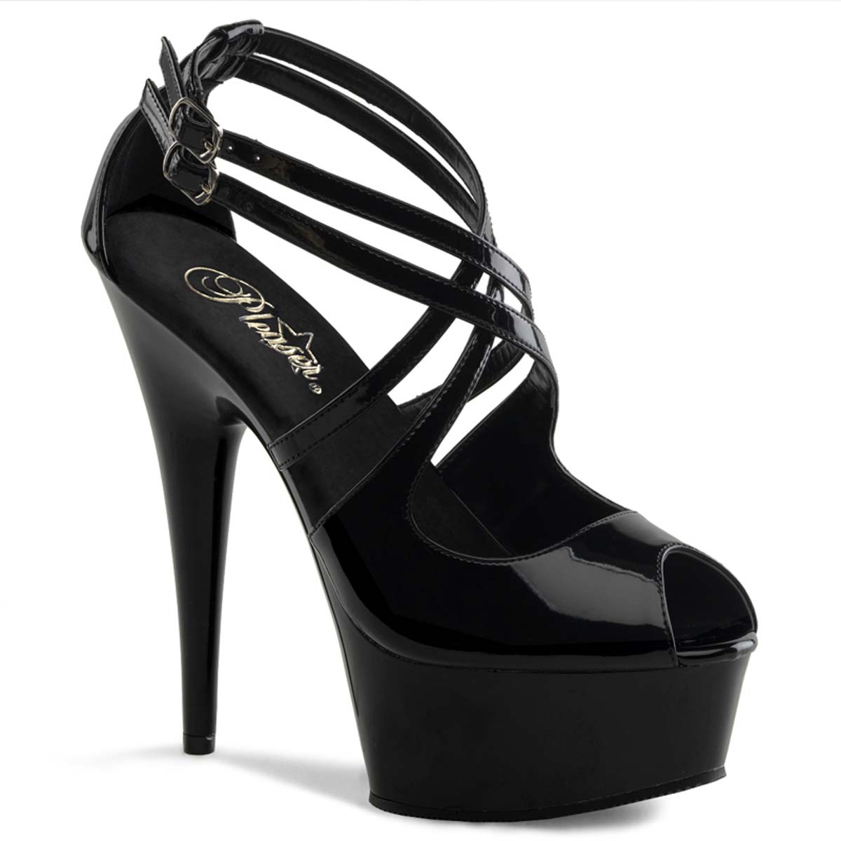 Pleaser Delight-612 - Black/Black in Sexy Heels & Platforms - $59.95