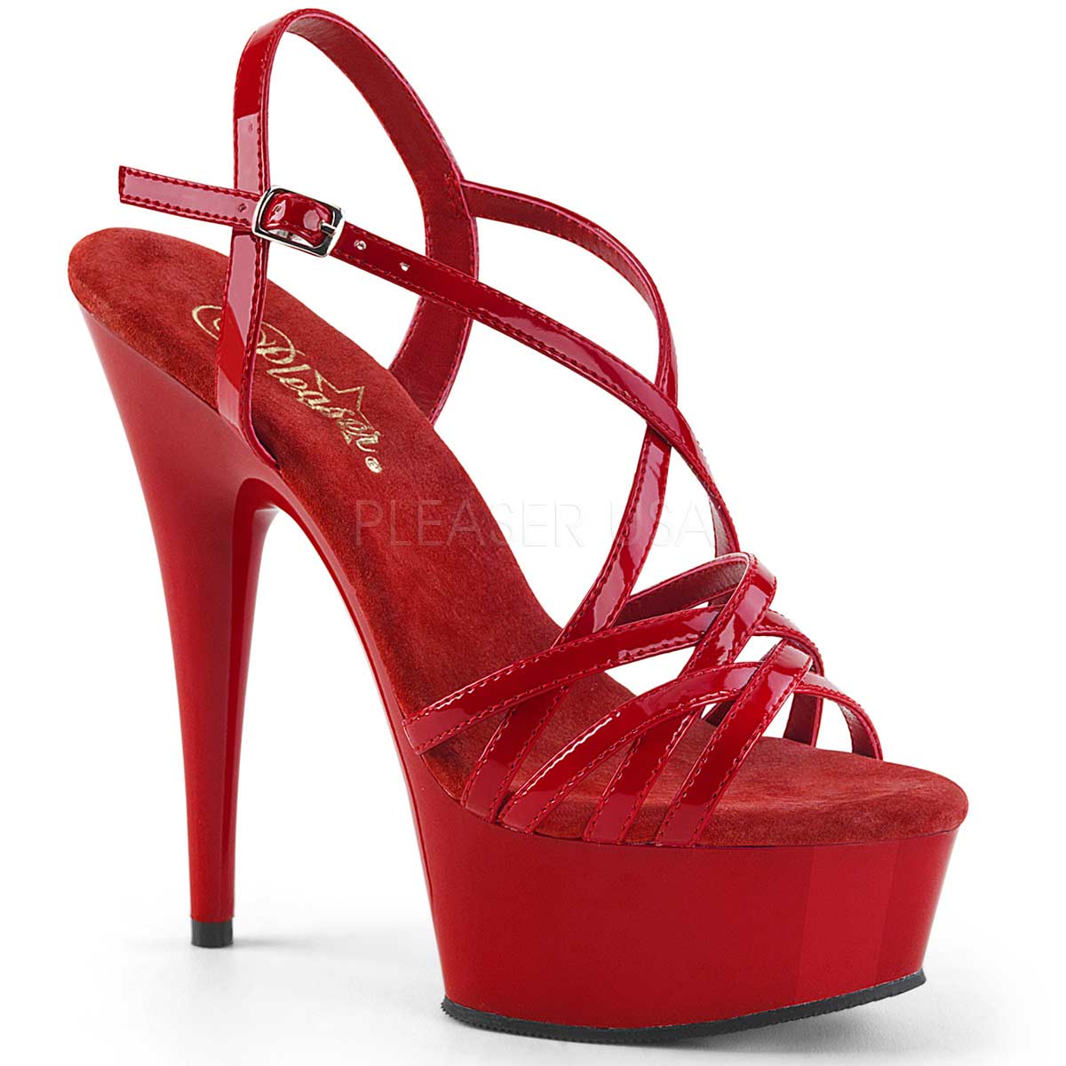 Pleaser Delight-613 - Red Pat in Sexy Heels & Platforms - $57.95