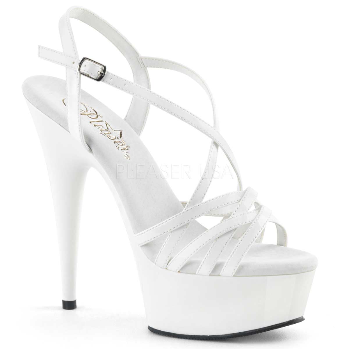 Pleaser Delight-613 - White Pat in Sexy Heels & Platforms - $57.95