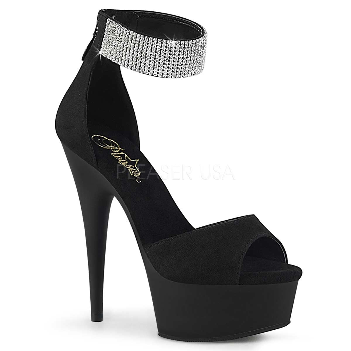 Pleaser Delight-625 - Black Faux Suede Matte in Sexy Heels & Platforms ...