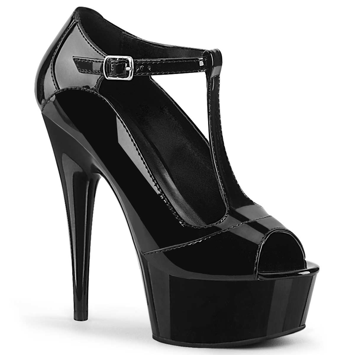 Pleaser Delight-649 - Black Patent in Sexy Heels & Platforms - $48.39