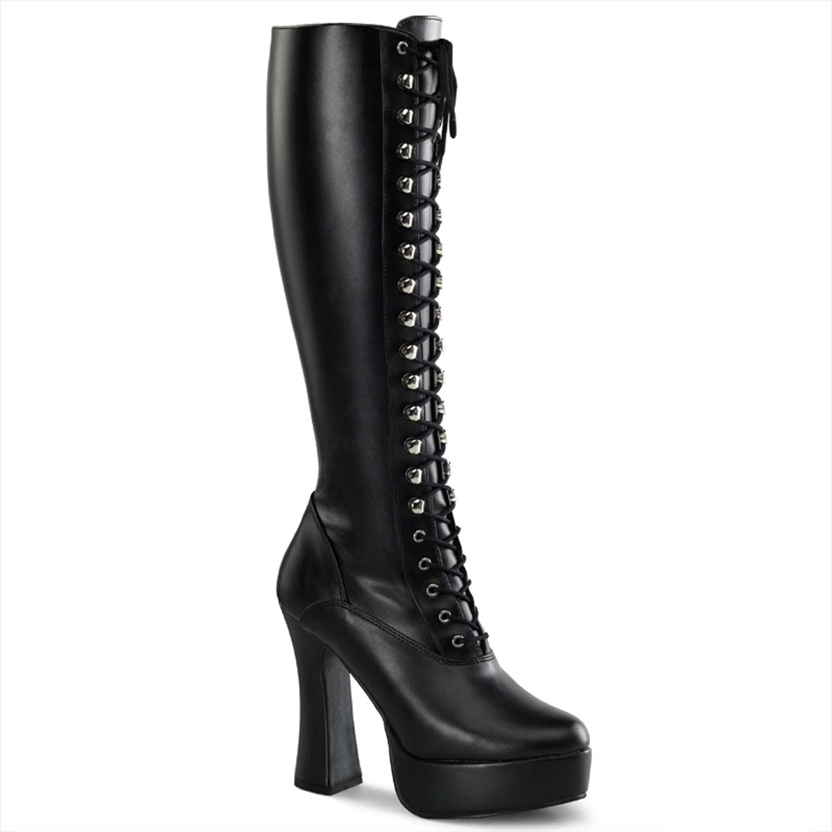 Pleaser Electra-2023 - Black Stretch Pu in Sexy Boots - $81.95