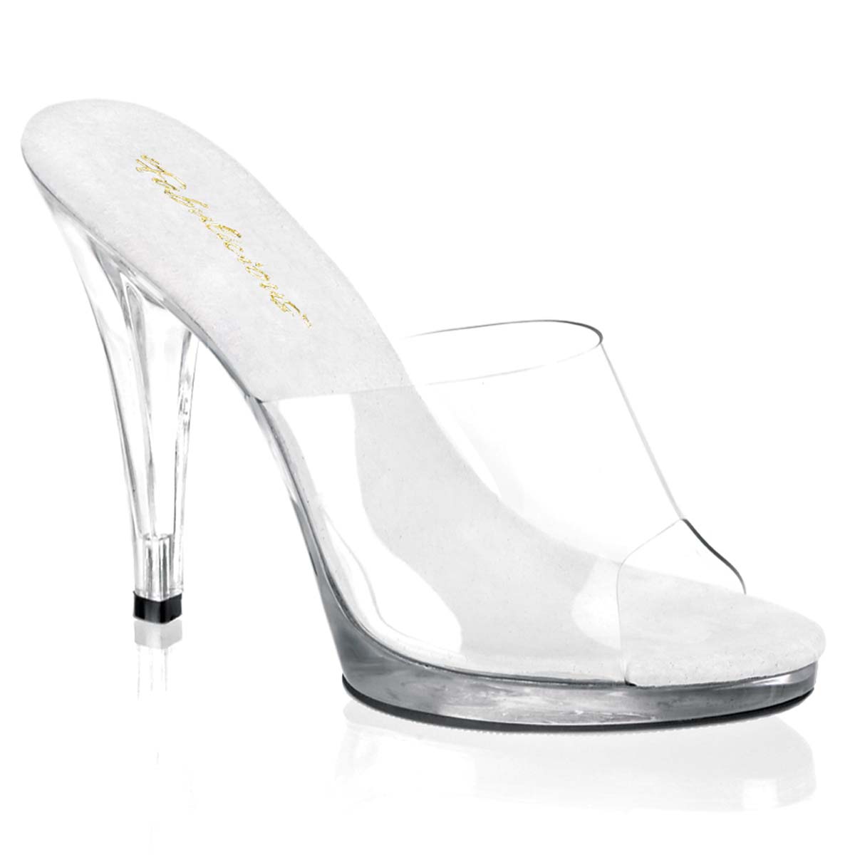 Pleaser Flair-401 - Clear/Clear in Sexy Heels & Platforms - $47.51
