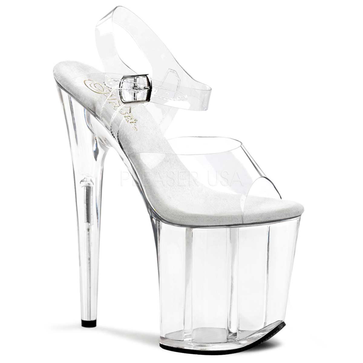 Pleaser Flamingo-808 - Clear on Clear in Sexy Heels & Platforms - $61.95
