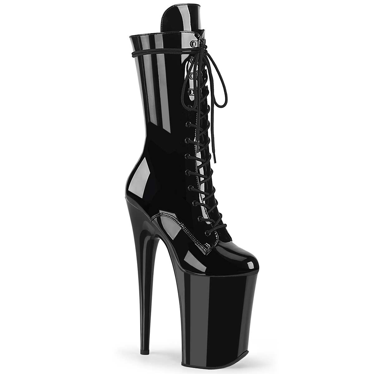 Pleaser Infinity-1050 - Black Patent in Sexy Boots - $105.55