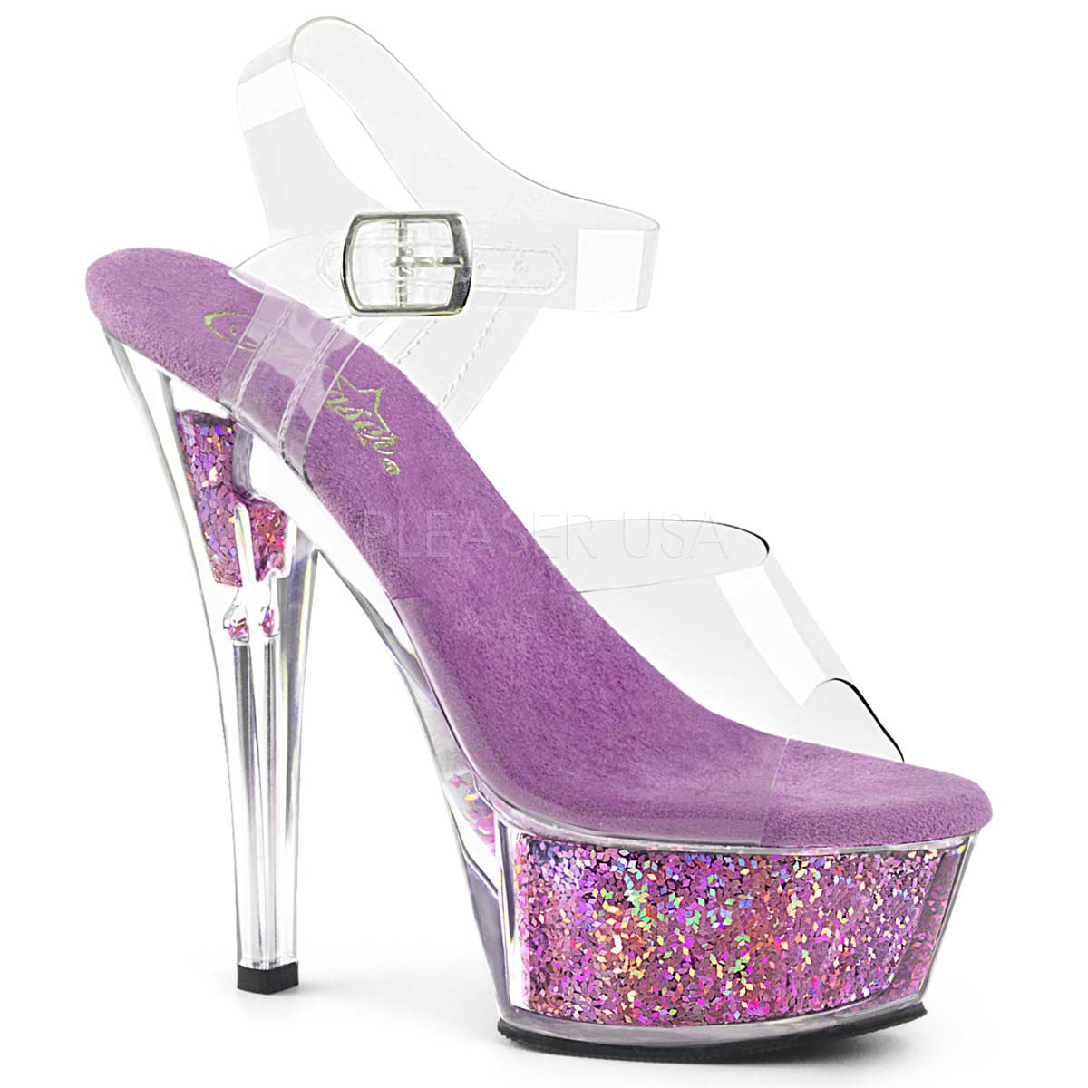 Pleaser Kiss-208GF - Clear Lavender Multi Glitter in Sexy Heels ...