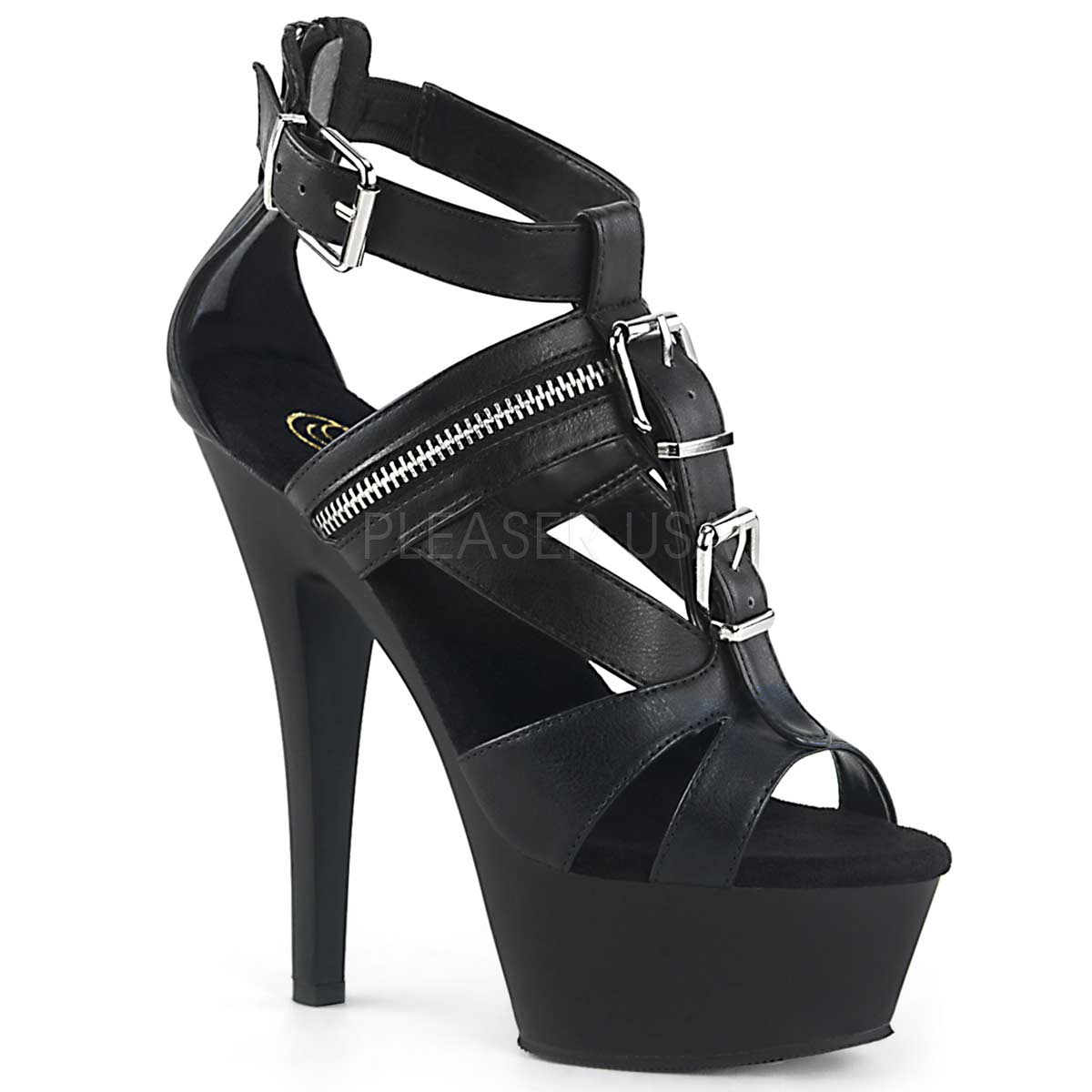 Pleaser Kiss-251 - Black Faux Leather Matte in Sexy Heels & Platforms ...