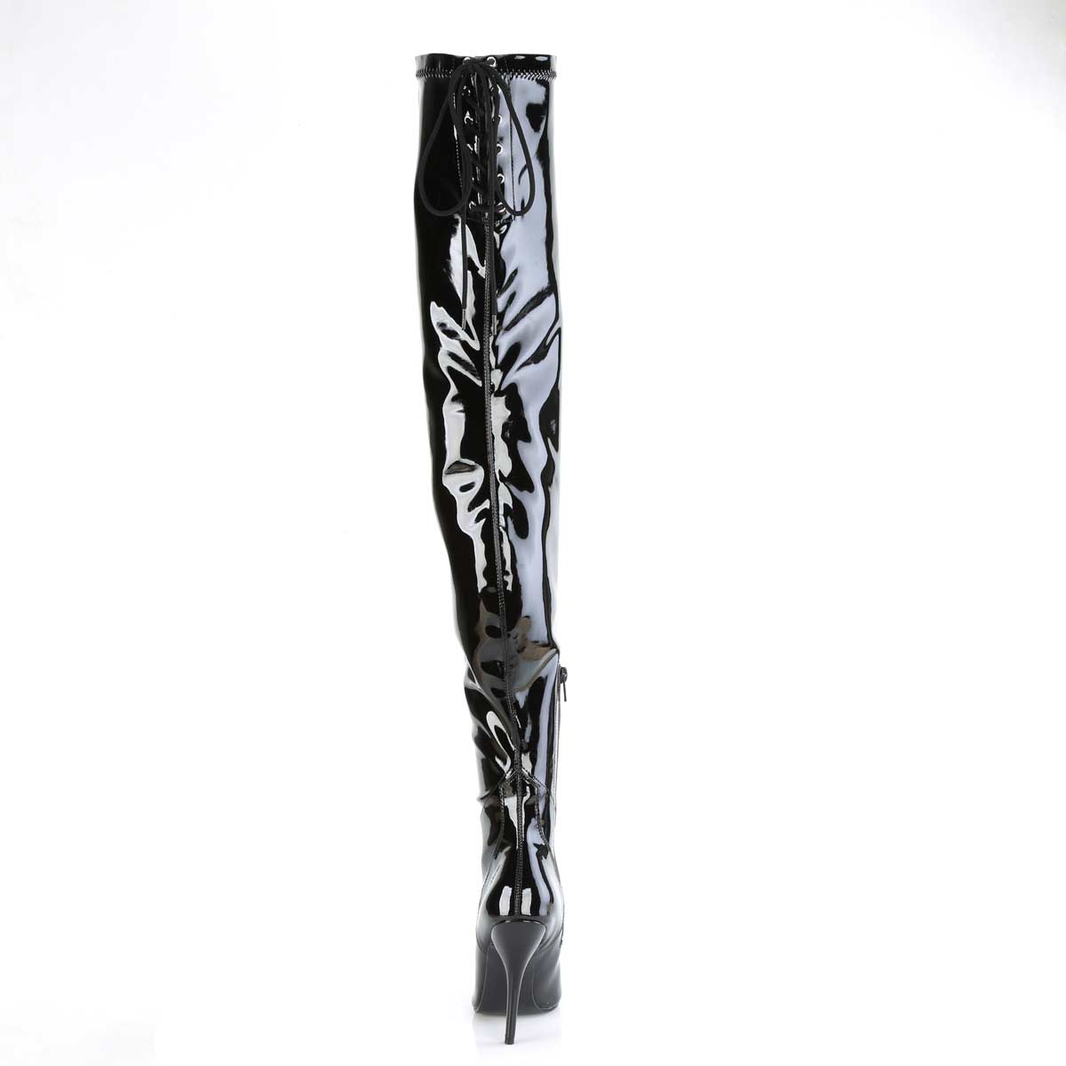 Pleaser Seduce-4000SLT - Black Stretch Patent in Sexy Boots - $97.95